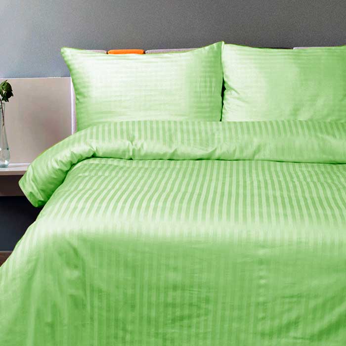 Постельное белье ЕВРО МИРТЕК STRIPE  200х220-1шт 235х255-1шт 50х70-2шт 100%хлопок салатовый_MIRTECK