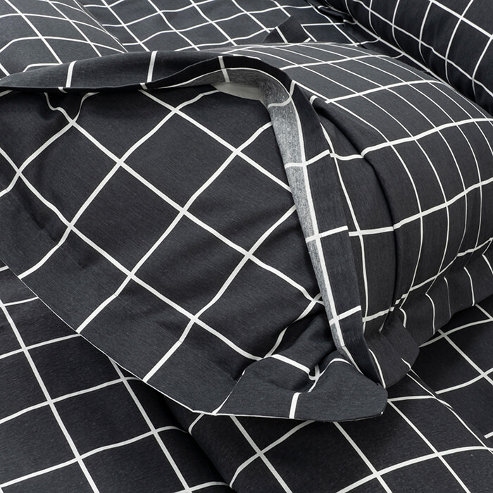 Постельное белье ЕВРО МИРТЕК EVERYDAY CAGE 200х220-1шт 235х260-1шт 50х70-2шт 70%хлопок 30%пэ черный_Каталог-v2_MIRTECK