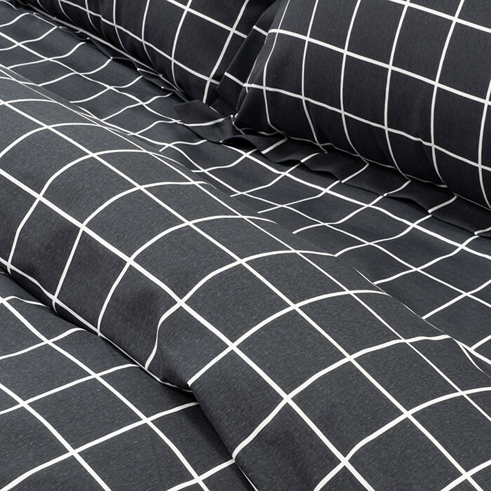 Постельное белье ЕВРО МИРТЕК EVERYDAY CAGE 200х220-1шт 235х260-1шт 50х70-2шт 70%хлопок 30%пэ черный_Каталог-v2_MIRTECK