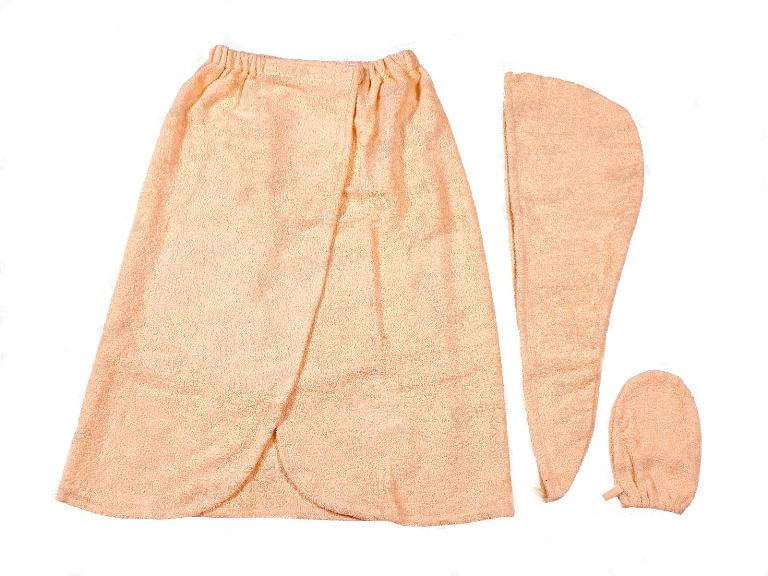 Для сауны Парео Чалма Варежка ЛАКАСА 100%хлопок персиковый_Каталог-v2_MIRTECK