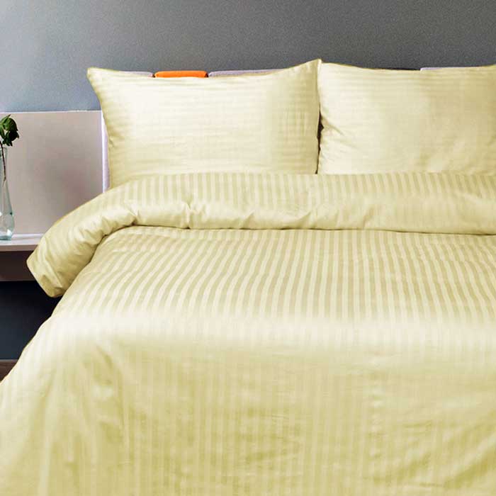 Постельное белье ЕВРО МИРТЕК STRIPE  200х220-1шт 235х255-1шт 50х70-2шт 100%хлопок лимонный_MIRTECK