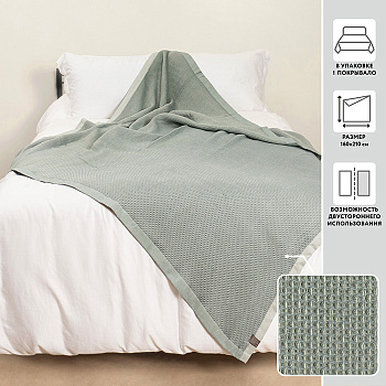 Покрывало 160х210 МИРТЕК VAFLI ARI PESTRA КОЛЬЧУГА 100%хлопок синяя луна_MIRTECK